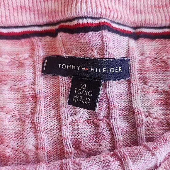 Tommy Hilfiger Women's Pink Cable Knit Sweater Long Sleeve, Size XL B1 - Picture 2 of 4